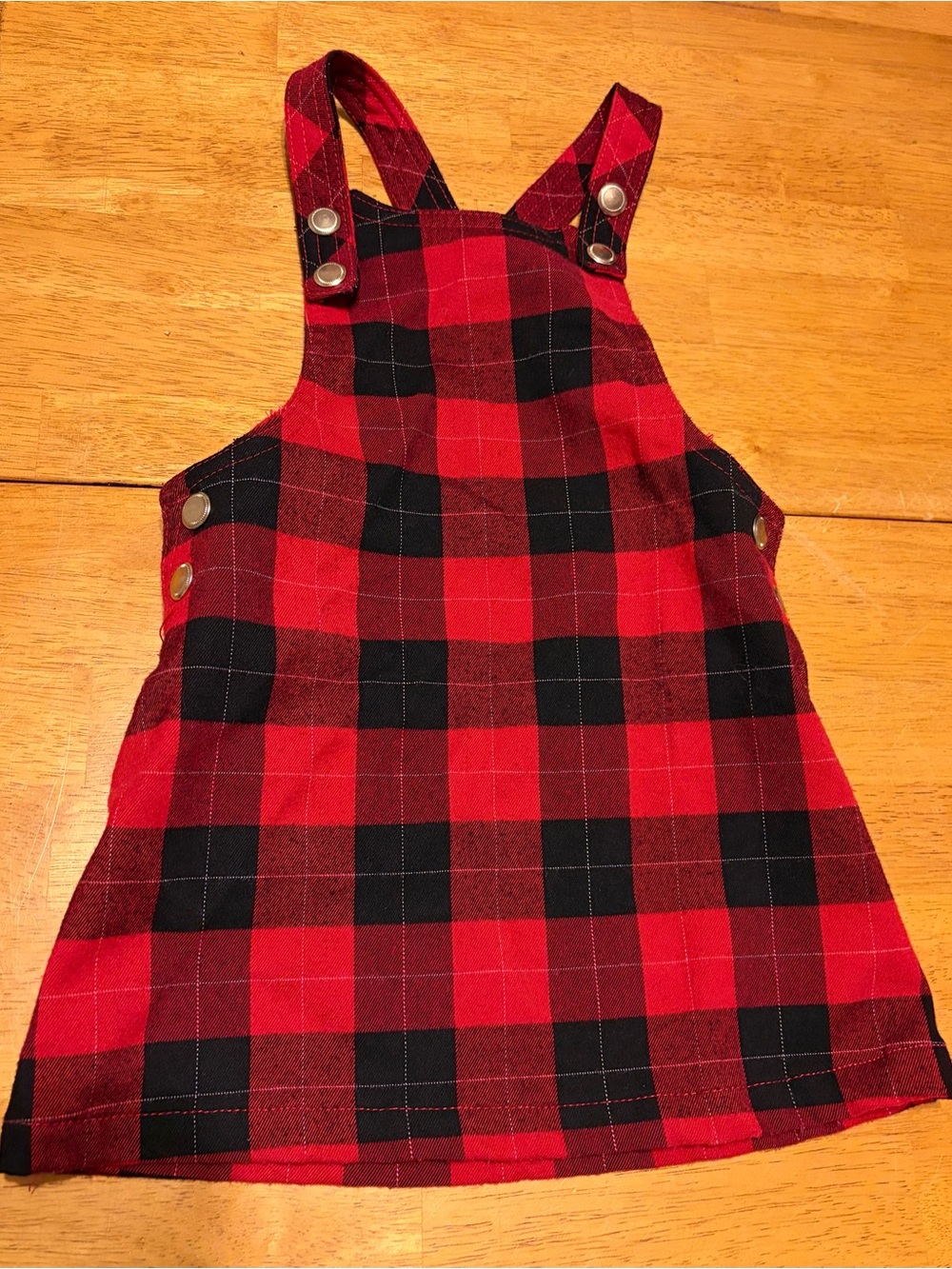 Max Studio Red and Black Plaid Pinafore Overalls for Kids
